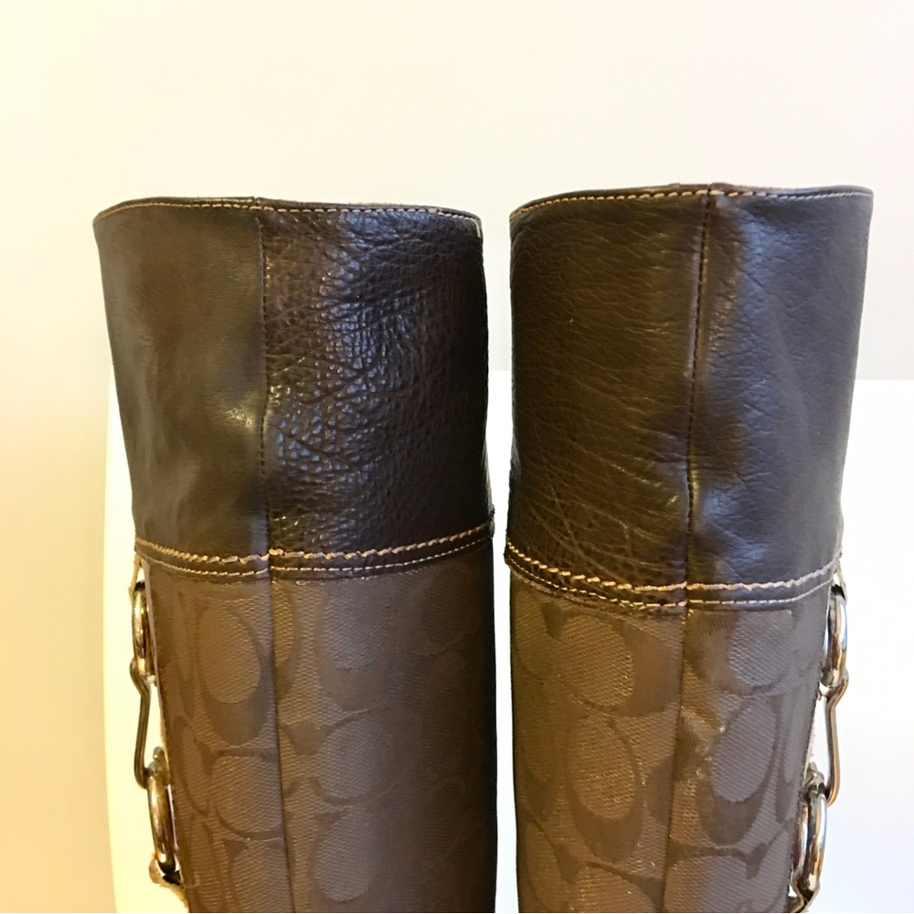 Coach ROCHELLE Pull on Signature Canvas Leather Riding Boots - Picture 16 of 16